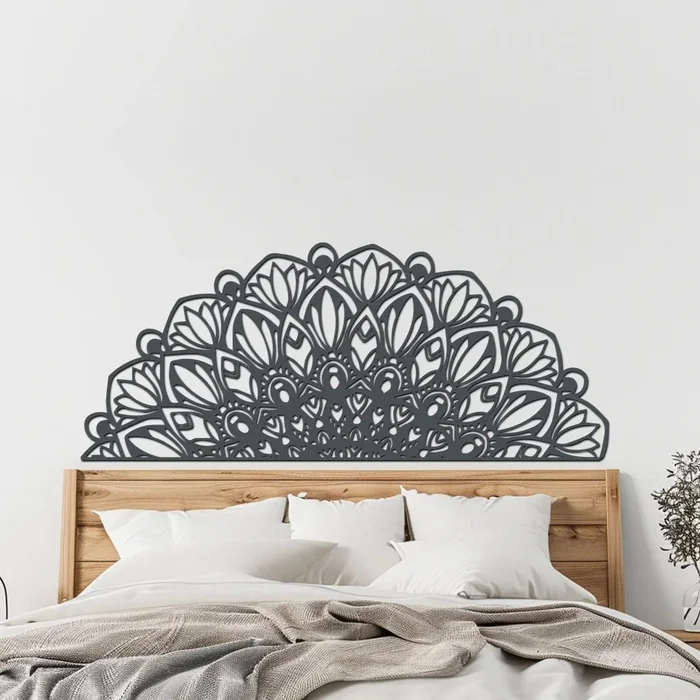 Dřevěná mandala ŽIVOST 90x38 cm Antracitová