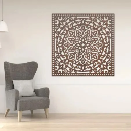 Dřevěná orientální mandala na panelu