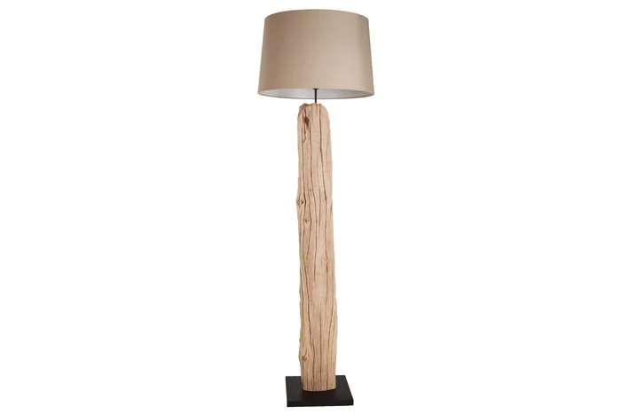Dřevěná stojací lampa Leonis II béžová