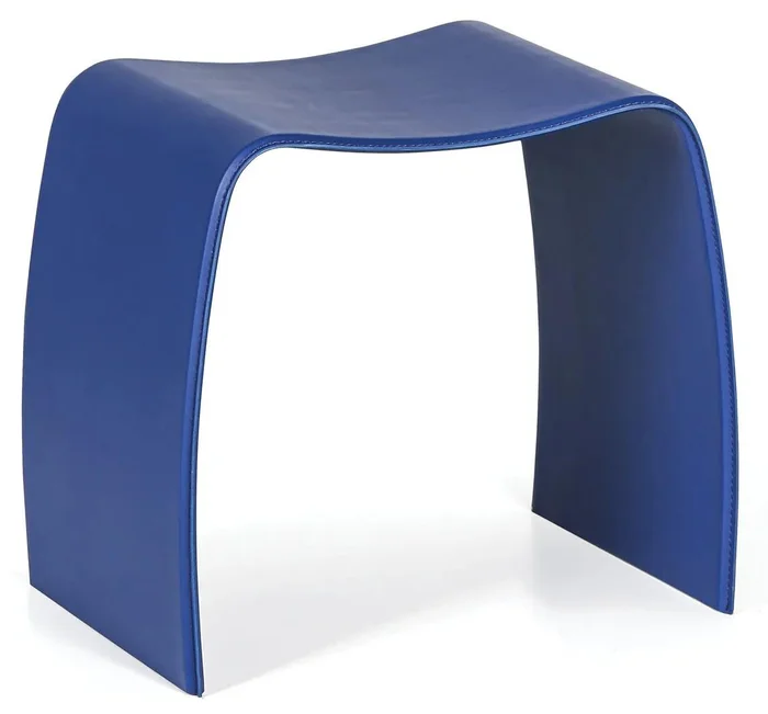 Dřevěná stylová stolička BENTWOOD II s ekologickou kůží, modrá