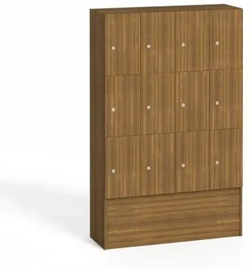 Dřevěná úložná skříňka s 12 boxy a zámkem