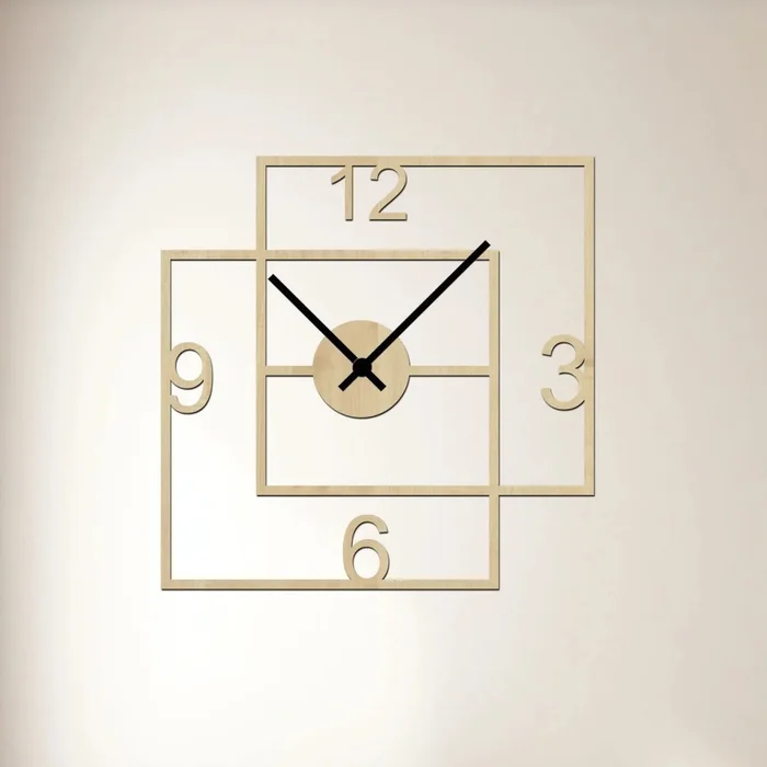 Dřevěné nástěnné hodiny Double Square