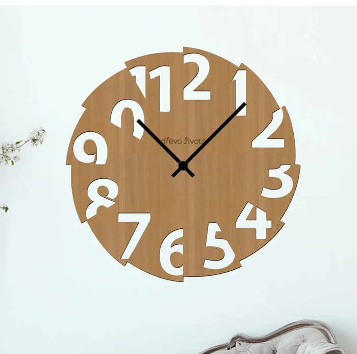 Dřevěné nástěnné hodiny HALF