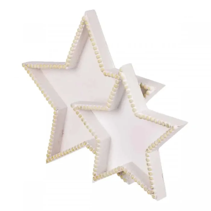 Dřevěné tácy ve tvaru hvězdy, sada 2 ks