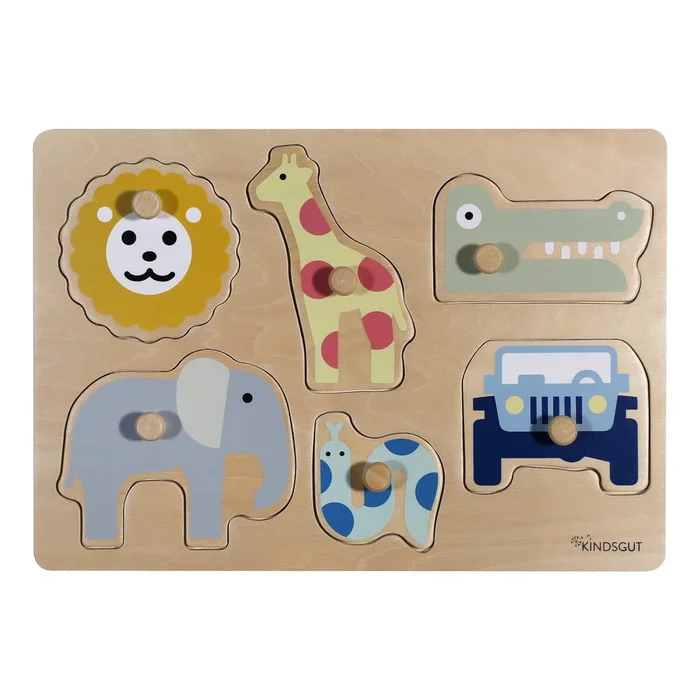 Dřevěné vkládací puzzle Safari 6 dílků