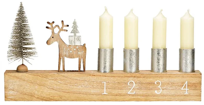 Dřevěný adventní věnec DEER 31x16 cm přírodní