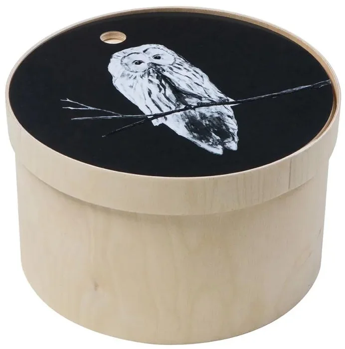 Dřevěný box na pečivo s prkénkem Owl