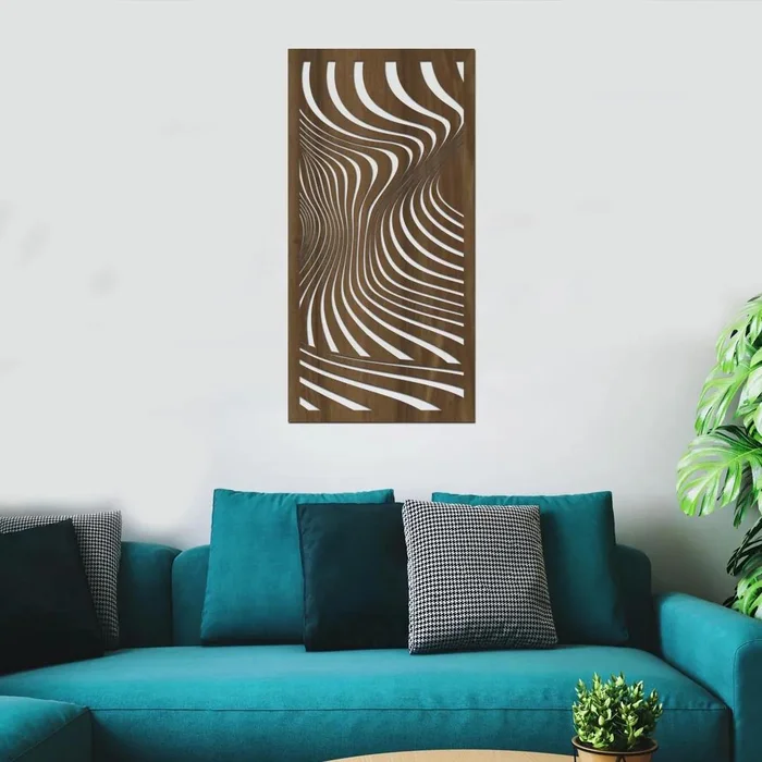 Dřevěný dekorativní panel VLNKY 20x40 cm ořech