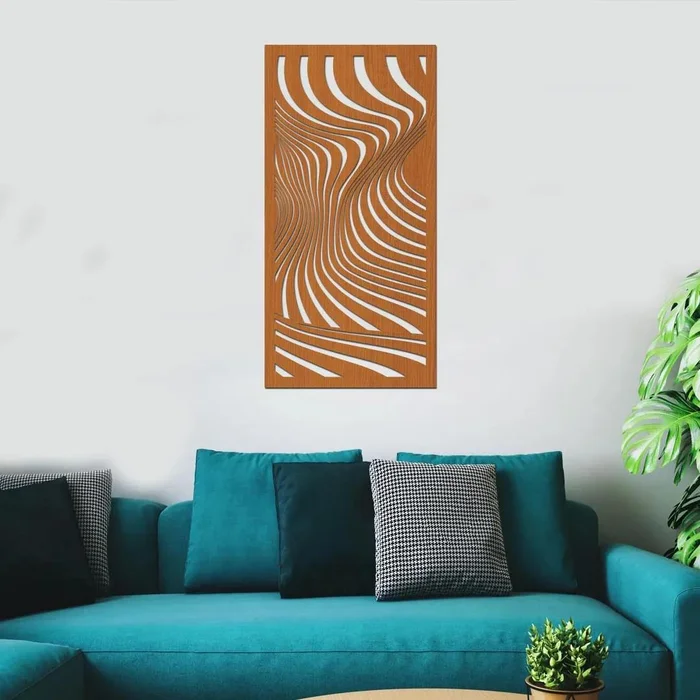 Dřevěný dekorativní panel VLNKY v odstínu Třešeň, 40x80 cm