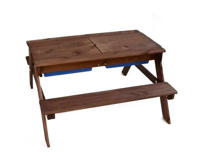 Dřevěný dětský piknikový set s boxy – mořené dřevo
