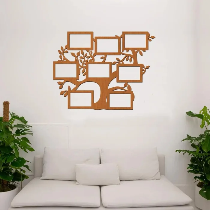 Dřevěný fotorámeček FAMILY II na zeď Třešeň 66x50 cm