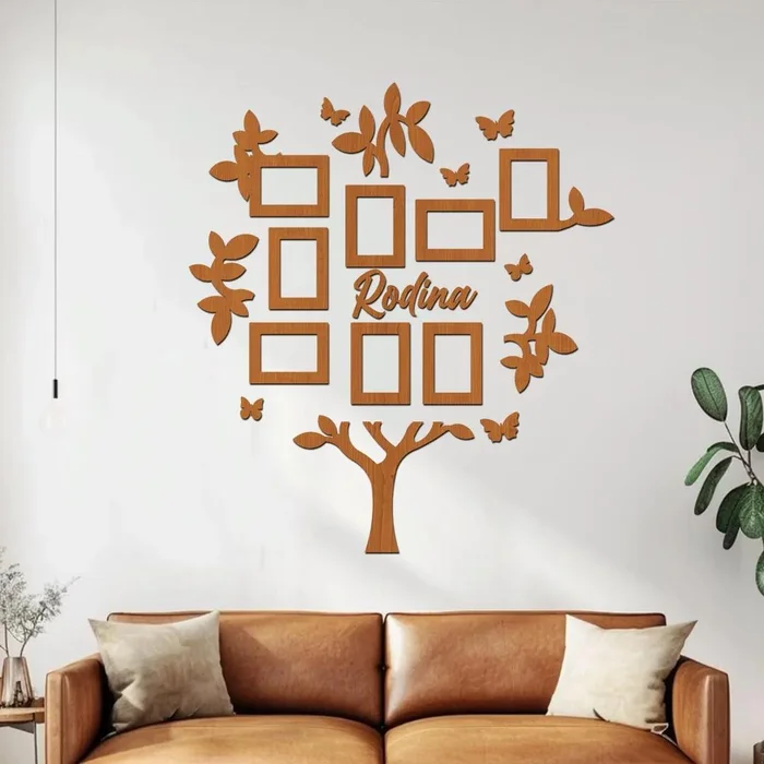 Dřevěný fotorámeček FAMILY TREE Třešeň 109x117 cm