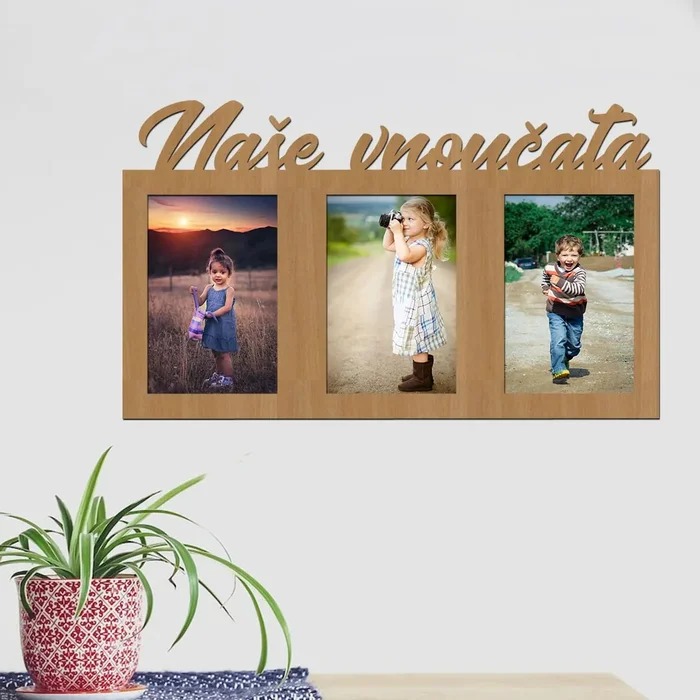 Dřevěný fotorámeček Naše vnoučata
