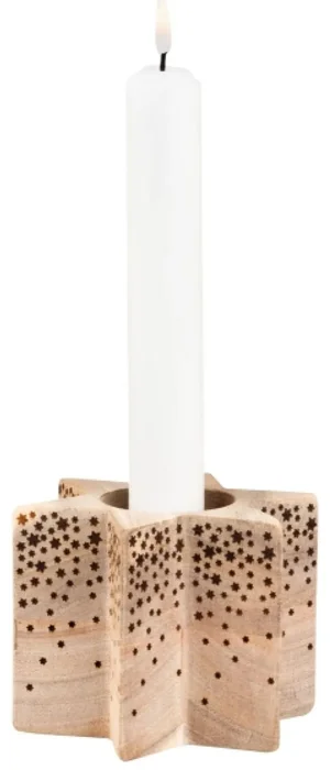 Dřevěný hvězdicový svícen WOOD STAR