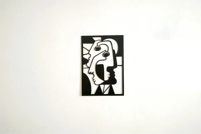 Dřevěný kubistický obraz na stěnu 38x55 cm černý