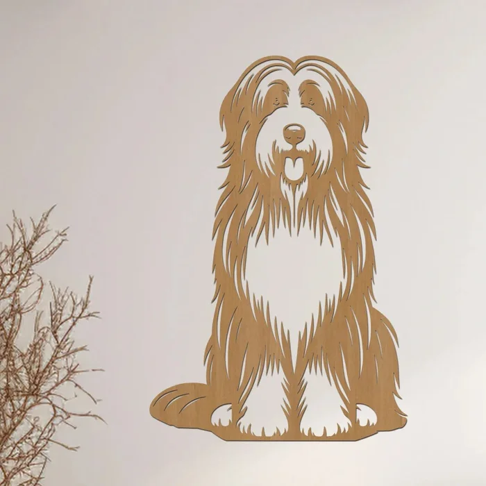 Dřevěný obraz Bearded Collie 31x40 cm
