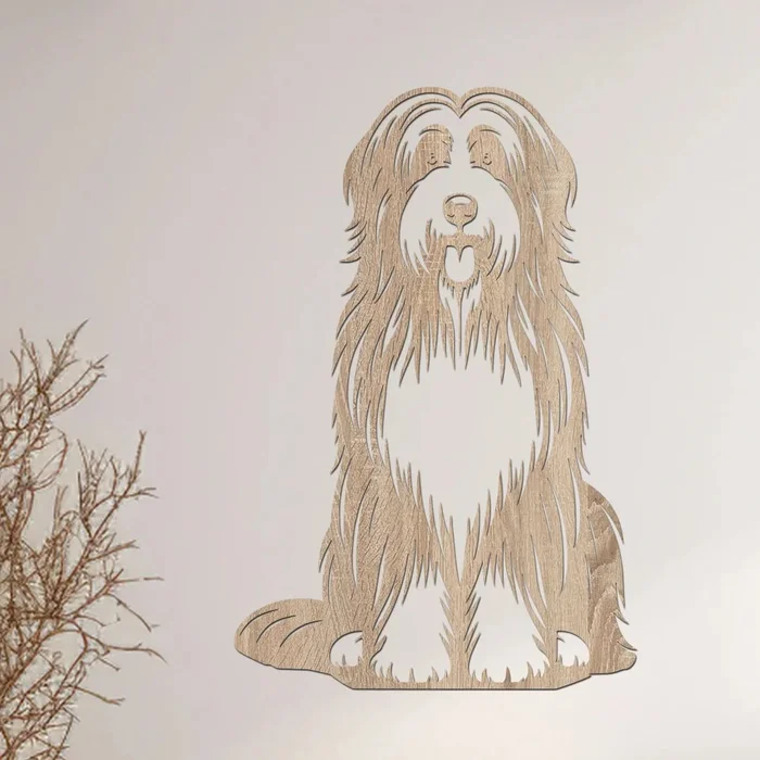 Dřevěný obraz Bearded Collie Dub Sonoma 31x40 cm