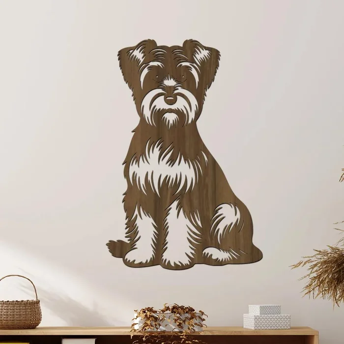 Dřevěný obraz Dandie Dinmont Terrier 27x40 cm Ořech