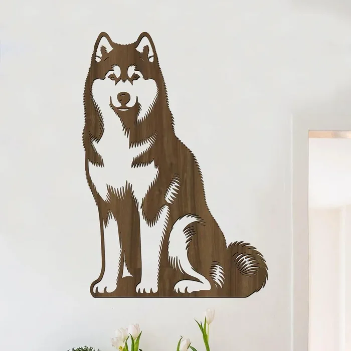 Dřevěný obraz Husky Ořech 24x40 cm