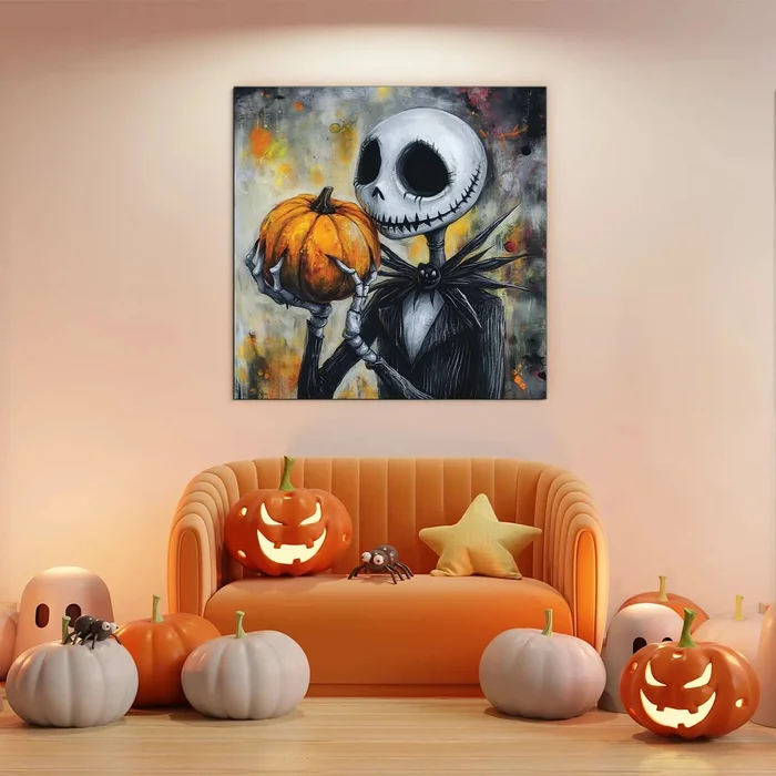 Dřevěný obraz Jack Skellington z filmu The Nightmare Before Christmas