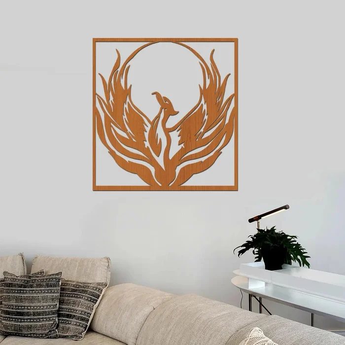 Dřevěný obraz Phoenix - Symbol naděje a obnovy