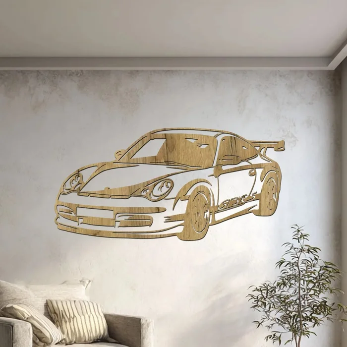 Dřevěný obraz Porsche 911 GT3 RS 60x29 cm
