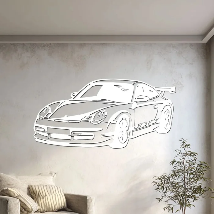 Dřevěný obraz Porsche 911 GT3 RS 60x29 cm Bílá