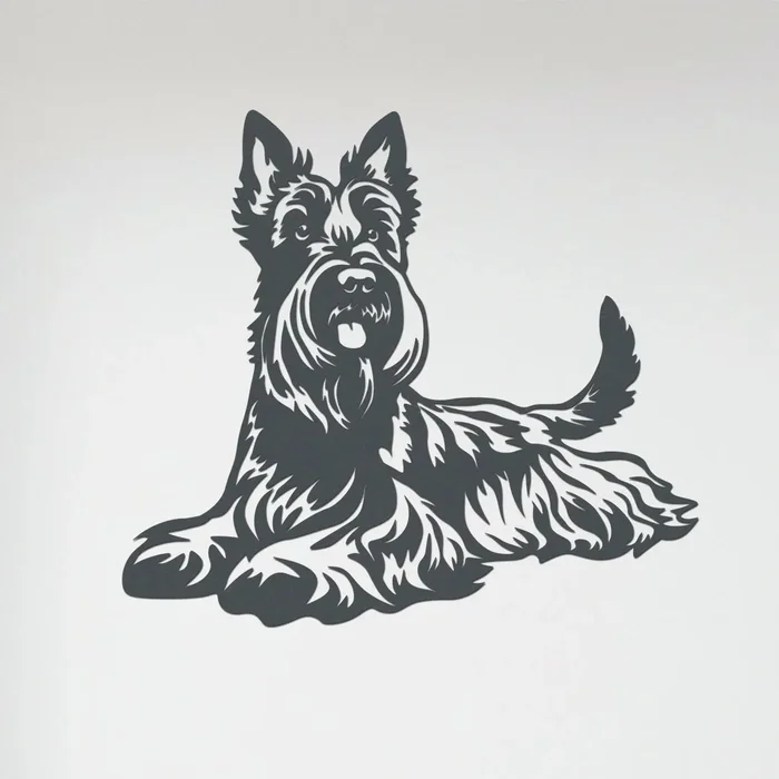 Dřevěný obraz Skotský teriér 40x36 cm Antracitová