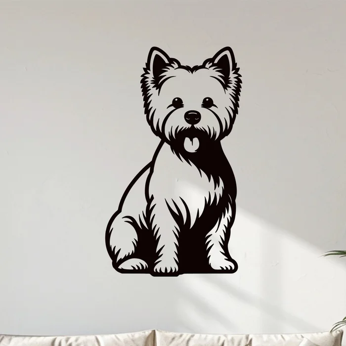 Dřevěný obraz West Highland White Terrier Černá 24x40 cm