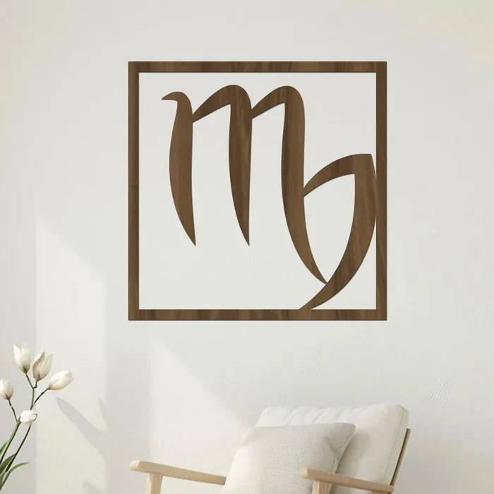 Dřevěný obraz znamení Panny 40x40 cm – Ořechová varianta