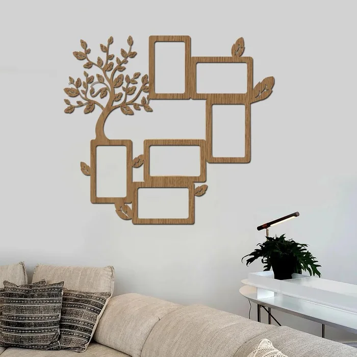 Dřevěný podzimní fotorámeček na zeď 57x52 cm