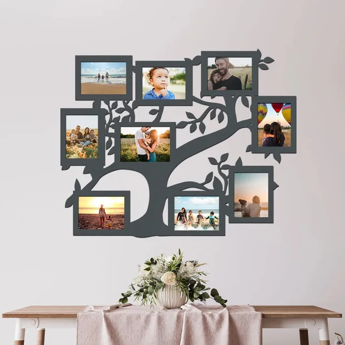 Dřevěný rodinný fotorámeček na zeď 96x76 cm