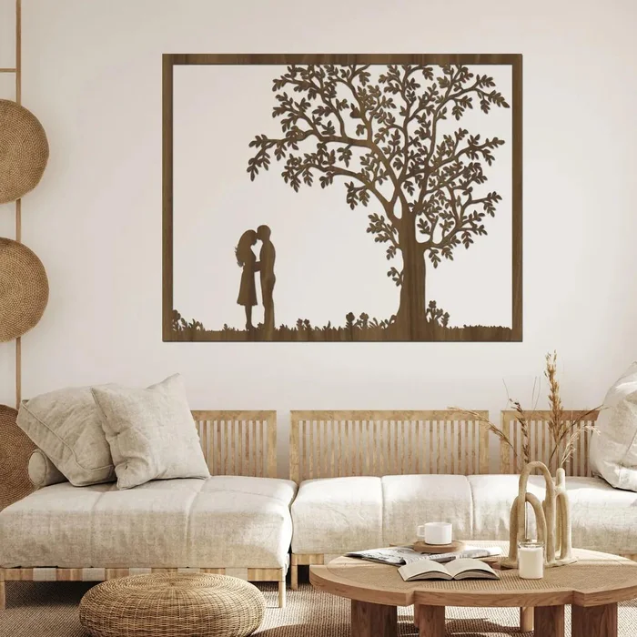 Dřevěný strom na zeď Souznění 40x32 cm ořechová varianta