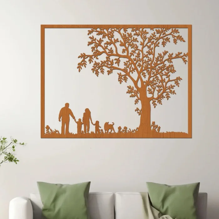 Dřevěný strom na zeď – symbol rodiny a přírody
