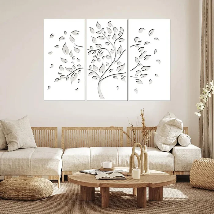 Dřevěný strom PODZIM 3D dekorace 90x60 cm