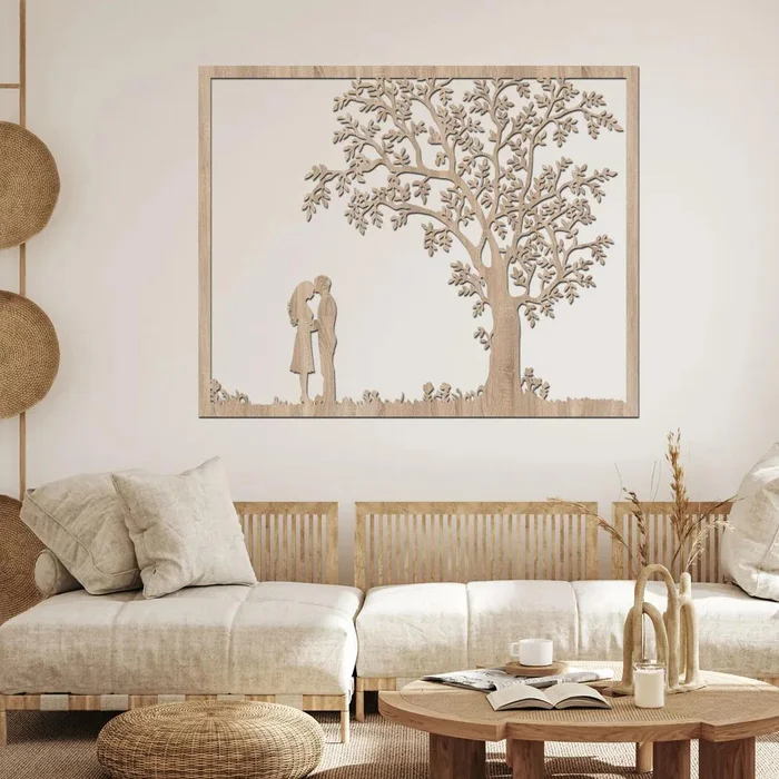 Dřevěný strom Souznění na zeď 40x32 cm