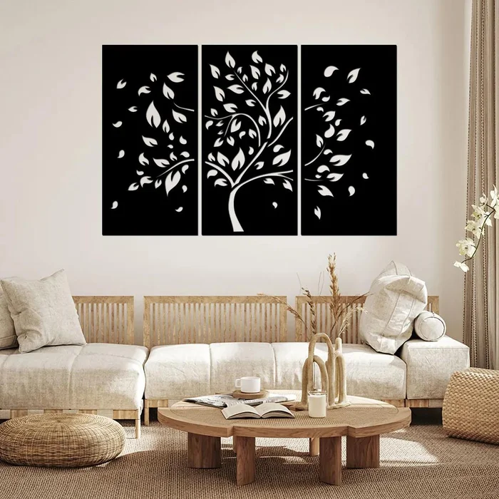 Dřevěný strom života PODZIM 3D dílky Černá 240x160 cm