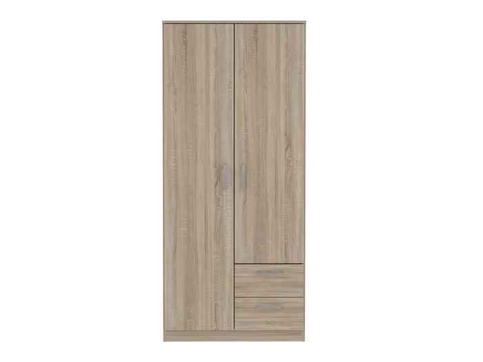Dvoudveřová skříň DUNANUEJ s dvěma zásuvkami – dub sonoma, 5 let záruka