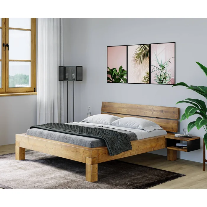 Dvoulůžko SIPA 180x200 cm – masiv smrk, vintage styl