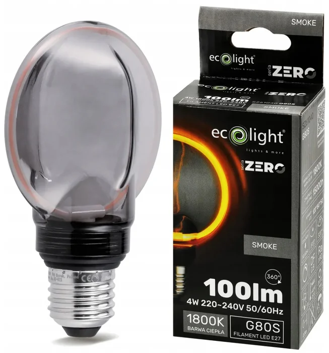 E27 Dekorativní LED Žárovka 4W G80 Kouřové Sklo