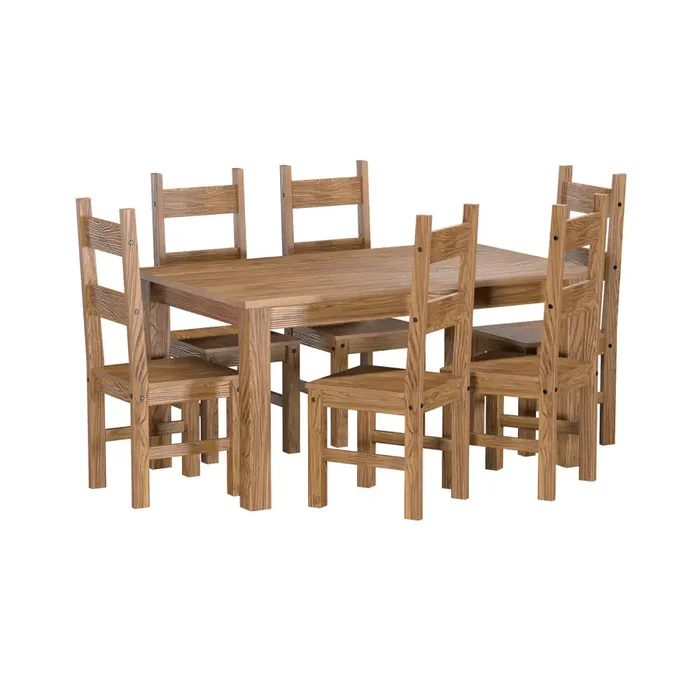 EL DORADO Jídelní set: stůl 152×92 cm a 6 židlí, dub antik