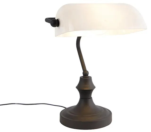Elegantní černá notářská lampa s opálovým sklem