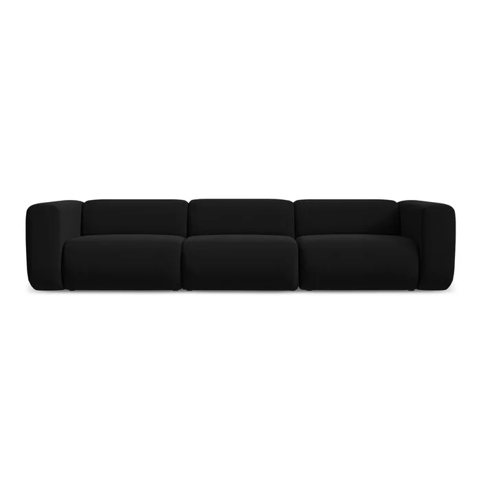 Elegantní černá sametová pohovka Ekahi 319 cm