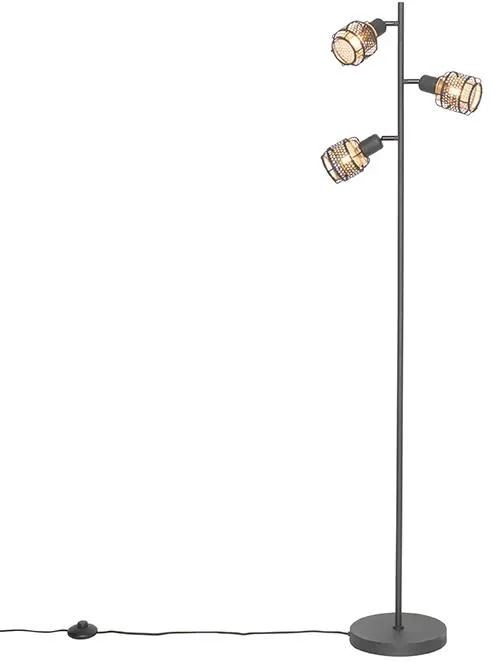 Elegantní černá stojací lampa s zlatými detaily 3-žárovková