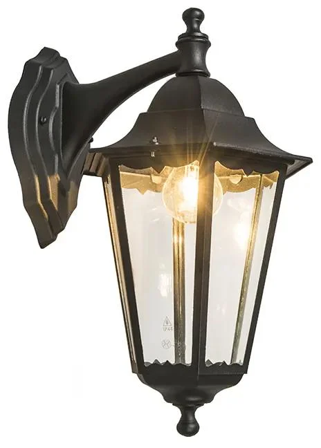 Elegantní černá venkovní nástěnná lampa IP44 - New Orleans Down