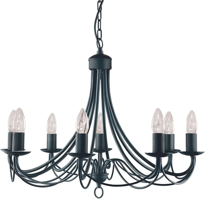 Elegantní černý lustr s osmi rameny Maypole od Searchlight