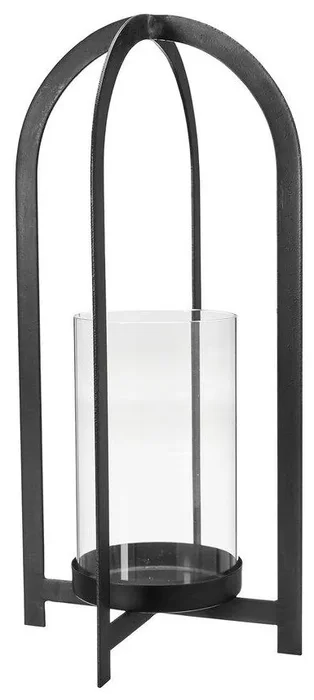 Elegantní kovovo-skleněný svícen ARCH - Černý, Velikost: M