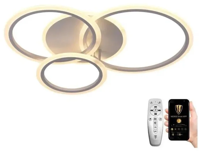 Elegantní LED Lustr NEDES Stmívatelný s Dálkovým Ovládáním 40W, Bílý