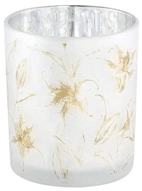 Elegantní matně bílý skleněný svícen AOLANI FLOWER, 10 cm