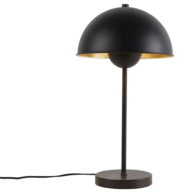 Elegantní retro lampa černá se zlatým interiérem - Magnax